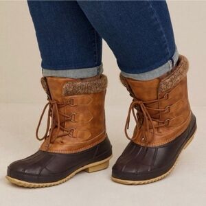 NWT Torrid Ribbed Sweater Trim Detail Duck Boots Sz 8 Wide Width 8WW